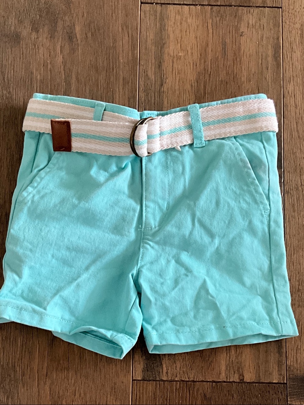 Gymboree Aqua/Light Blue Kids Shorts with Striped Belt